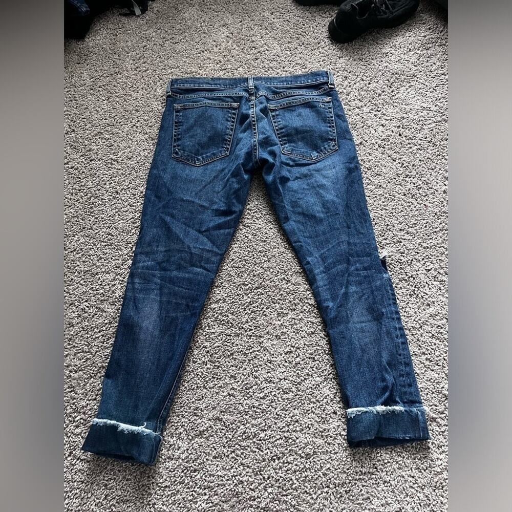 RAG & BONE Dre Capri JEANS ~ Distressed Deville Blue Denim Size 27 - Picture 3 of 7